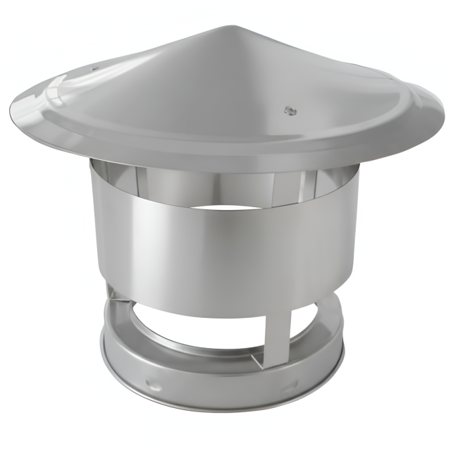 EDELSTAHLSCHORNSTEIN REGENHAUBE MIT WINDSCHUTZ 