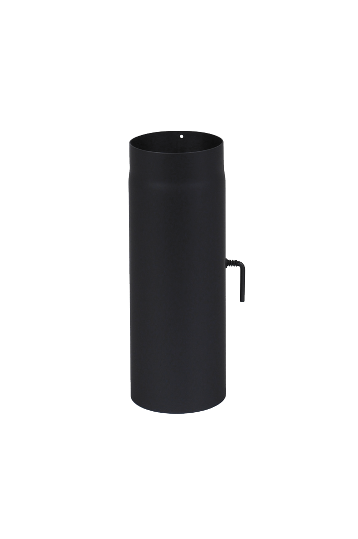 Rauchrohr mit Drosselklappe Ø 150 mm - 2 mm Wandstärke - Schwarz - 500mm Länge