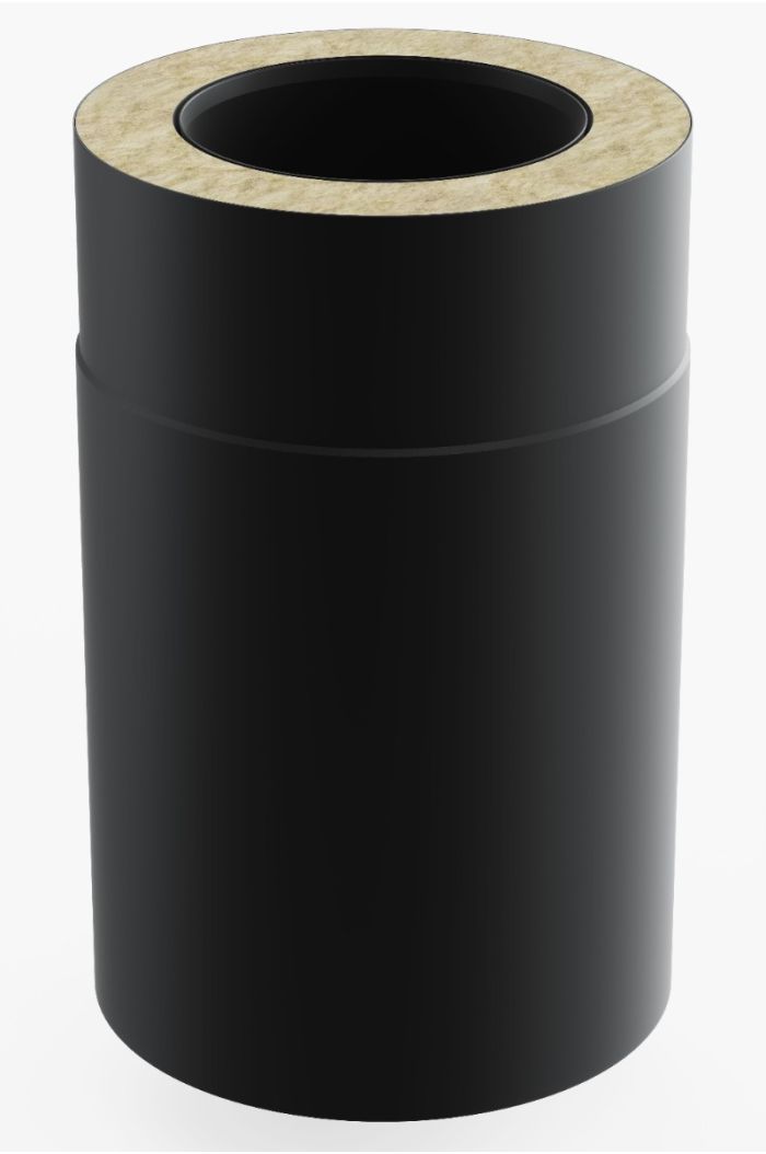 Schornstein-es Längenelement 250mm Ø130mm Schwarz Matt 
