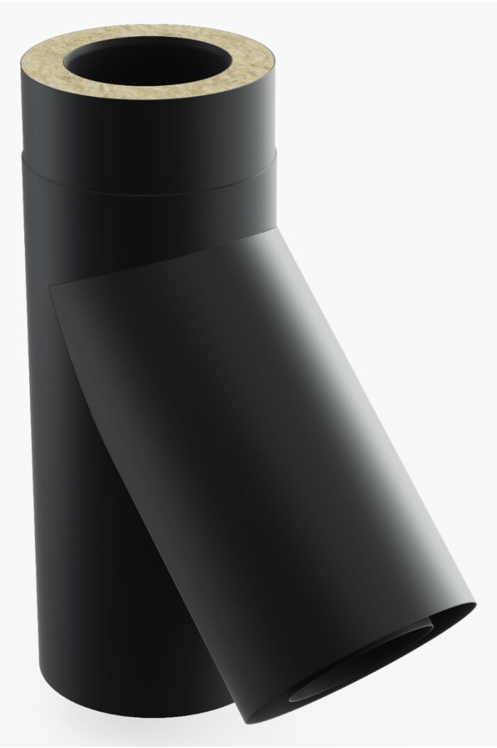 Schornstein-es - T-Stück 45° Ø200mm Schwarz Matt 