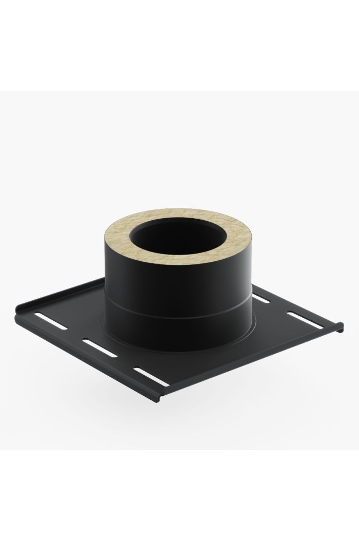 Schornstein-es Verankerungsplatte mit Kondensatablauf Ø200mm Schwarz Matt 