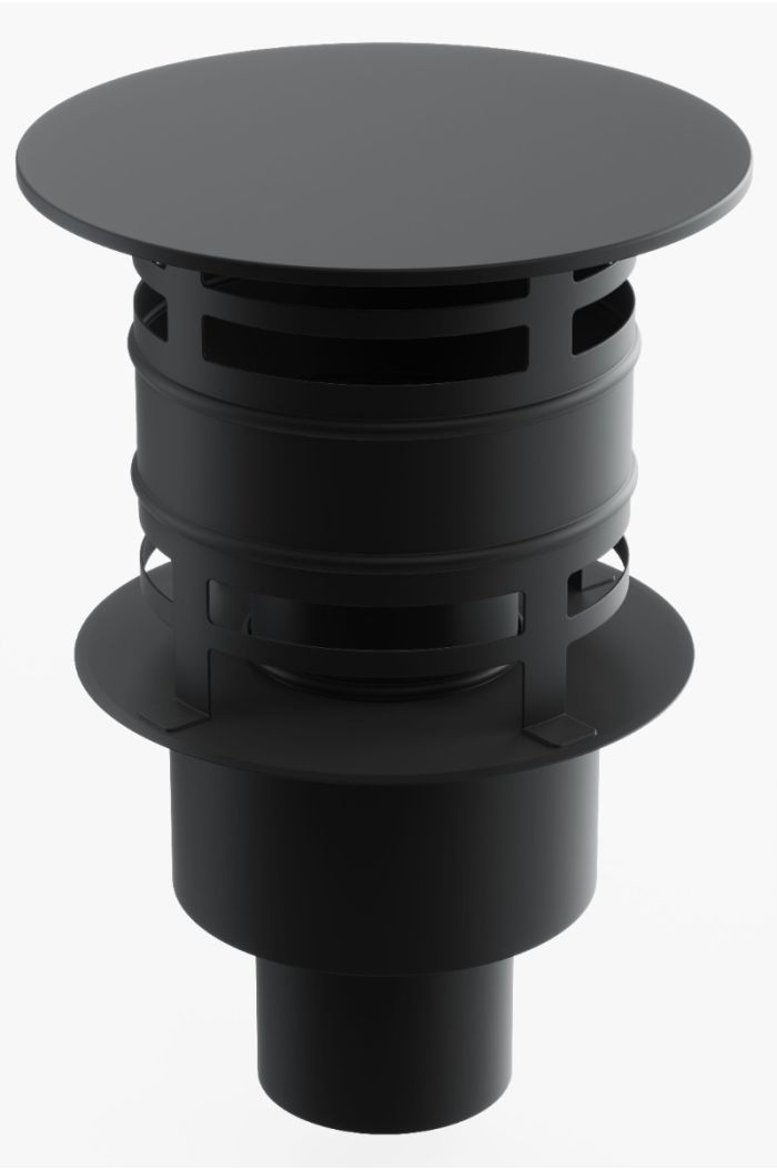 Schornstein-es Regenhaube mit Windschutz Ø 130mm Schwarz Matt 
