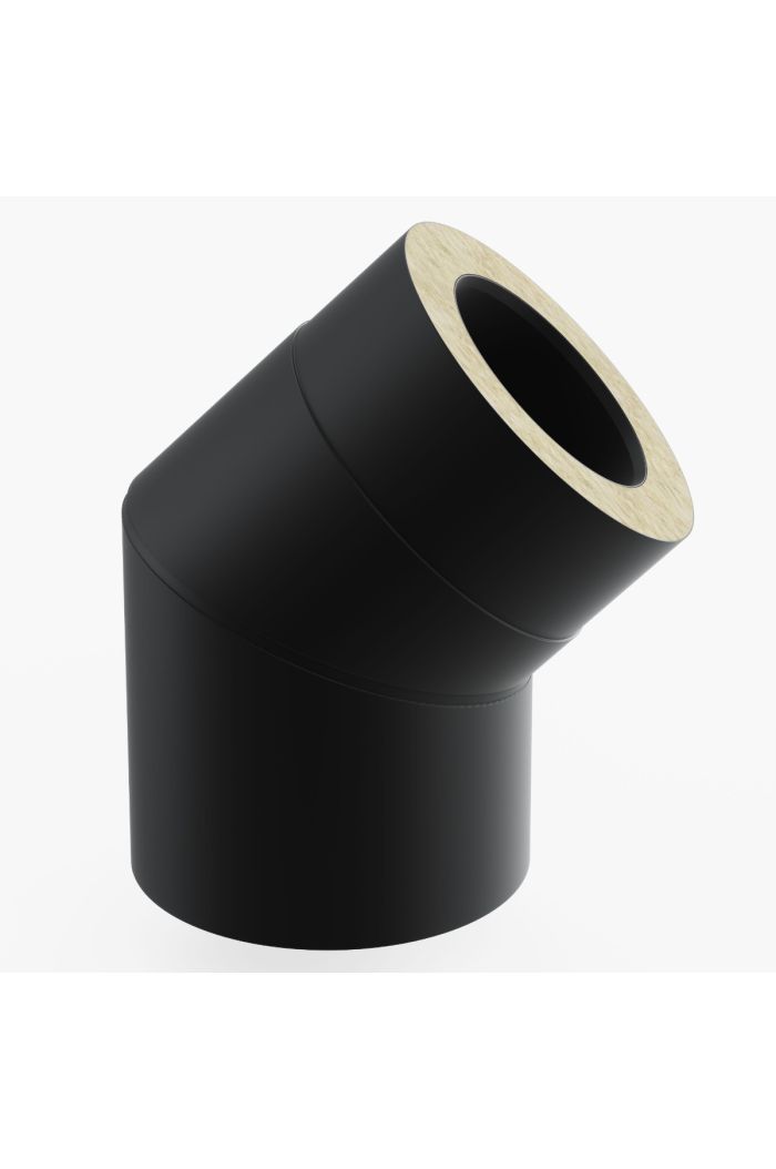 Schornstein-es Versatzbogen 45° Ø130mm Schwarz Matt 