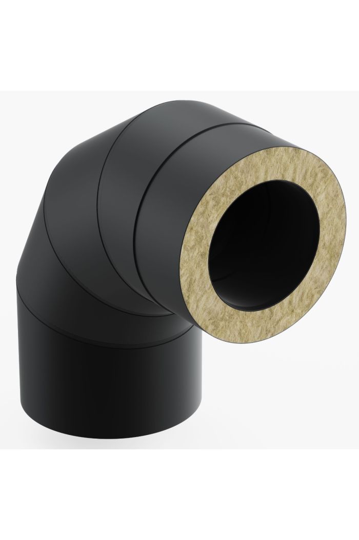 Schornstein-es Versatzbogen 90° Ø 130mm Schwarz Matt 