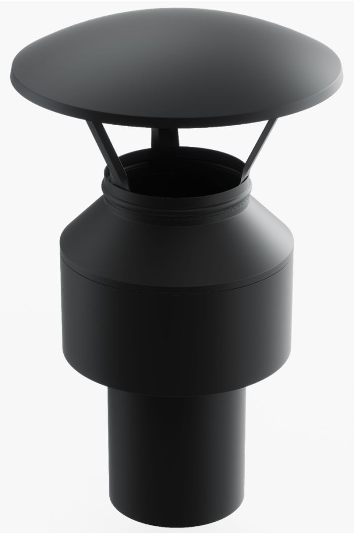 Schornstein-es Regenhaube  Ø130mm Schwarz Matt 